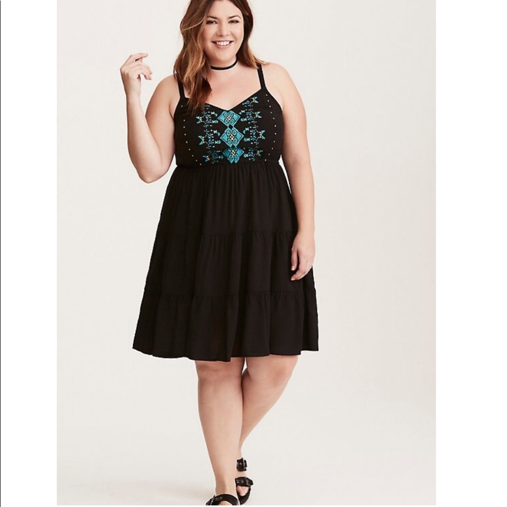 Torrid Embroidered Challis Tank Dress